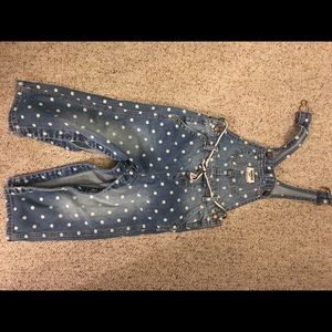 2T polka dot jean overalls